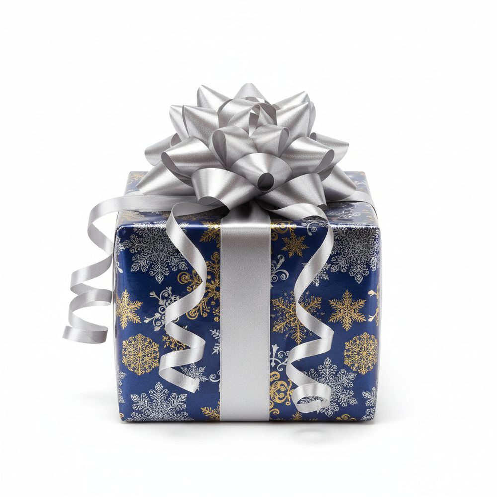 A beautifully wrapped gift box with a decorative ribbon and bow